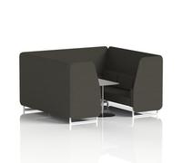 Brixworth 6 Seater Booth With White Legs And Grey Table With Silver Leg In Main Line Flax Fabric - Temple Panels And Sofa