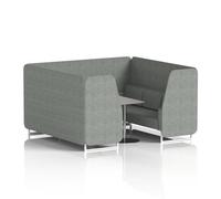 Brixworth 6 Seater Booth With White Legs And Grey Table With Silver Leg In Rivet Fabric - Prime Panels And Sofa