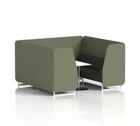 Brixworth 6 Seater Booth with White Legs and White Table with Silver Leg In Main
