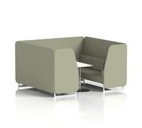 Brixworth 6 Seater Booth with White Legs and White Table with Silver Leg In Main