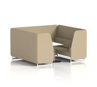 Brixworth 6 Seater Booth with White Legs and White Table with Silver Leg In Main