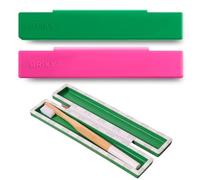 BRIXY 2 Pack Toothbrush Travel Case Set With Reusable Mesh Bag, Portable And Sanitary, Plastic Free, Durable Silicone, Seals Magnetically, Fun And Colorful (Pink & Green)