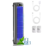 Brizac Air Conditioner, 3 Speeds Small Portable Air Conditioner With extension cord, USB Rechargeable Mini Air, No Drilling Wall Mounted Electric Fan for Desk Bedroom Office (Gray)