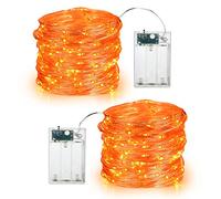BrizLabs 2 Pack 19.68ft 60 LED Thanksgiving Decor String Lights Micro Silver Wire Firefly Lights Battery Operated Indoor Twinkle Lights for Autumn Halloween Christmas Party