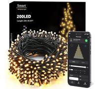 Brizled Smart String Lights, 65.61ft 200 LED Christmas Lights with APP & Voice Control, WiFi Christmas Fairy Light Warm White Music Sync Xmas Tree Lighting Green Wire for Home Xmas Tree Party Decor
