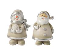 Brizoria Mini Christmas Figurines Santa Claus & Snowman Decor Set Of 2 | Christmas Resin Figures,Winter Home Decor,Miniature Christmas Decorations,Tiered Tray Decor,Christmas Table Decorations