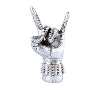 Brizoria Rock and Roll Decor Hand Sculpture Desk Decor For Men, Silver | Resin Goth Room Decor Aesthetic, Cool Home Decor, Music Themed Decor, Ideal Shelf Decor Men, Home Decor Mens Gift
