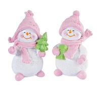 Brizoria Snowman Figurines Christmas Indoor Decorations Winter Decor, Pink | Resin Cute Christmas Decor, Snowman Christmas Decorations, Christmas Mantel Decor, Snowman Ornaments For Tabletop