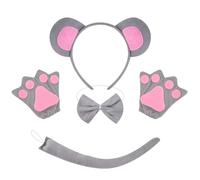 BrKern Mickey Mouse Ears, Ratatouille Headband, Mickey Mouse Costume Adult, Role Play Costume Set with Gloves and Tail for Children's Birthday, Carnival, Halloween, Christmas Party
