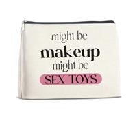 Brkpy Funny Makeup Bag Gift For Women Best Friends Sister Cute Might be Makeup Cosmetic Bag, Double Sided