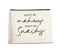 Brkpy Funny Makeup Bag Gift For Women Best Friends Sister Might be Snacks Cosmetic Bag Travel Accessories Bag, Double Sided