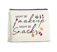 Brkpy Funny Makeup Bag Gift For Women Sister Might be Makeup Might be Snacks Cosmetic Travel Bag, Double Sided