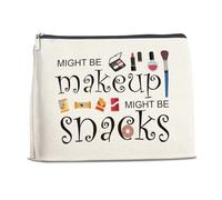 Brkpy Funny Makeup Bag Gift For Women Sister Might be Snacks Cosmetic Bag Travel Bag, Double Sided