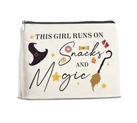 Brkpy Magic Wizard Makeup Bag This Girl Runs On Snacks Cosmetic Bag Gifts for Girls Sister Women Teen, Double Sided