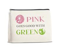 Brkpy Magical Witch-Themed Makeup Bag for Women Pink Goes Good with Green Cosmetic Bag Gifts for Girl Sister Women, Double Sided