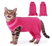 BRKURLEG Cat Recovery Suit with Hind Legs, Post Spay Onesie, Rose Pink M | Anti-Licking Abdominal & Hind Leg Wound Protector for Female Cats & Kittens After Surgery, Cone Alternative, Soft Cat Pajamas
