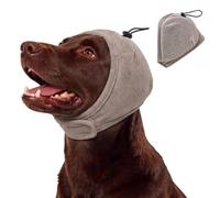 BRKURLEG Dog Ear Cover, Quiet Ears for Dogs, Adjustable Calming Hoodie Head Wrap for Anxiety Relief, Dogs Ear Muffs Noise Protection for Firework Grooming Vet Visits & Winter Warmth, Taupe, L