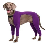BRKURLEG Dog Recovery Suit with Legs, Dog Recovery Sleeve with Elbow Protector, Soft Breathable Pet Surgical Onesie Stop Licking Joints Wounds After Leg Surgery, Alternative to Cone, Purple XXXL