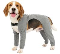 BRKURLEG Dog Recovery Suit with Legs, Soft Breathable Dog Surgical Onesie Leg Wound Protector, Elbow & Knee Wound Cover, Stop Licking Joints Wounds After Leg Surgery Alternative to Cone, Grey M