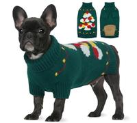 BRKURLEG Dog Sweaters, Christmas Dog Sweaters for Small Dogs Boy Girl, Warm Pet Sweater for Cold Weather, Xmas, New Year, Pet Pullover Sweater for Cats, Dachshund, Poodle, Shih Tzu (Green, S)