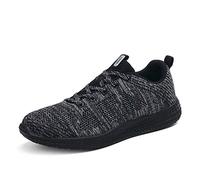 BRKVALIT Mens Womens Lightweight Sports Running Shoes Gym Sports Fitness Trainers Walking Shoes, Black Gray, 6.5 UK (41 EU)
