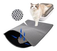 BrLacHhaZ Cat Litter Mat, Honeycomb Double Layer Litter Box Mat, Urine & Water Proof Cat Litter Catcher Mat, Large Litter Trapping Mat Washable Easy Clean, Litter Mat Scatter Control (30" x 22", Gray)