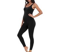 BRLIDO Women's Maternity Bodysuit Pregnancy Shapewear Romper Jumpsuit Sleeveless Tank Top Shorts, Black, XX-Large