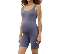 BRLIDO Women's Maternity Bodysuit Pregnancy Shapewear Romper Jumpsuit Sleeveless Tank Top Shorts, Charcoal&, XL