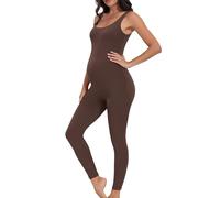 BRLIDO Women's Maternity Bodysuit Pregnancy Shapewear Romper Jumpsuit Sleeveless Tank Top Shorts, Coffee, XL