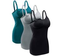 BRLIDO Womens Nursing Tank Tops Built in Bra for Breastfeeding Maternity Camisole Brasieres, Black Grey Green, Small