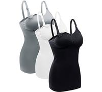 BRLIDO Womens Nursing Tank Tops Built in Bra for Breastfeeding Maternity Camisole Brasieres, Black Grey White, L