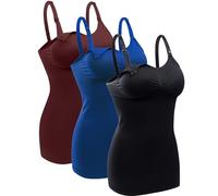 BRLIDO Women's Tank-777-blackbluewine-l Cami Shirt, Opaque, Black/Blue/Wine, L