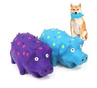 BRMDT Squeaky Pig Dog Toys, Interactive Durable Latex Rubber that Oink Pig Chew Toy for Medium Large Dogs 2 Pack (Blue+ Purple)