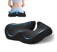 BRO Extra Large Coccyx Cushion, Ergonomic Seat Cushions for Tailbone Pain Relief, Memory Foam Chair Sciatica Cushion for Office Chair, Home, Car, Non-Slip Pressure Relief Pad, Black