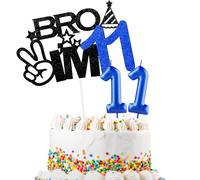 Bro I'm 11 Cake Topper & Happy Birthday Number 11 Candle for Boys Birthday Cake Supplies Big Brother 11th Birthday Party Decorations
