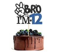 Bro I'm 12 Cake Topper 12th birthday decorations party celebration cake toppers for Cheers to 12 Years Happy Birthday Party Cake Decoration