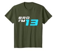 Bro I'm 13 Years Old Retro 13th Birthday 13 Boy Birthday T-Shirt, Youth, Olive Green, X-Small