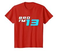 Bro I'm 13 Years Old Retro 13th Birthday 13 Boy Birthday T-Shirt, Youth, Red, 4T