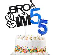 Bro I'm 5 Cake Topper & Happy Birthday Number 5 Candle for Boys 5th Birthday Cake Supplies Big Brother 5th Birthday Party Decorations