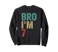 Bro i'm 7yo Girls Boys 7th Birthday Retro 7th Birthday Sweatshirt