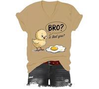 Bro is That You Shirt, Chicken Bro is That You Chicken T-Shirt, Classic Graphic Print Women Men V-Neck Tshirt Khaki