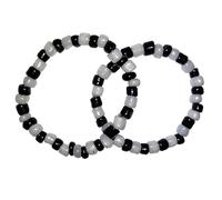 Bro Mart Baby Plastic Evil Eye Protection Elastic Nazariya Beads Bracelet, 0-12 Months (Black and White) (1 Pair)