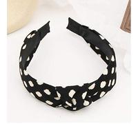 Broad-Sided Knotted Hair Band Wave Nodding Headband Hair Accessories Korea Cute Pressure Hair Clip Wild Head Accessories Simple Adult Female (Color : Khaki) (Black)