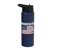 Broadcaster US Flag American Flag Stainless Steel Insulated Water Bottle