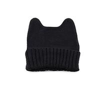 Broadfashion Cute Cat Ear Shape Women Girl Warm Winter Knitted Hat Beanie Cap (Black)