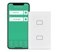 BroadLink Smart Light Switch, Required S3 Hub, 2 Gang Single Live Wire Switch (No Neutral Required), Glass Panel, Compatible with Alexa, Google Home and IFTTT, Remote Control, Schedule