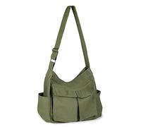 BROADREAM Canvas Messenger Bag, Large Capacity Crossbody Bag with Multiple Pockets - Adjustable Shoulder Bags for Women and Men,Hobo Casual Shoulder Tote Satchel for School Travel Work Shopping Daily