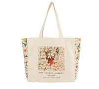 BROADREAM Canvas Tote Bag Aesthetic Shoulder Bag with Zippers and Interior Pocket, Garden Deer, L