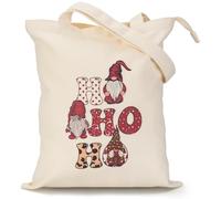BROADREAM Christmas Canvas Tote Bag for Women, Aesthetic Large Reusable Grocery Bag, Christmas Gifts for Women, Ho Ho Ho 2, L