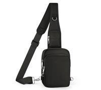 BROADREAM Mini Crossbody Sling Bag, Small Chest Bags Dual Pocket with Zipper Lock, RFID Blocking & Water Resistant Women Men, Black, Travel Backpacks